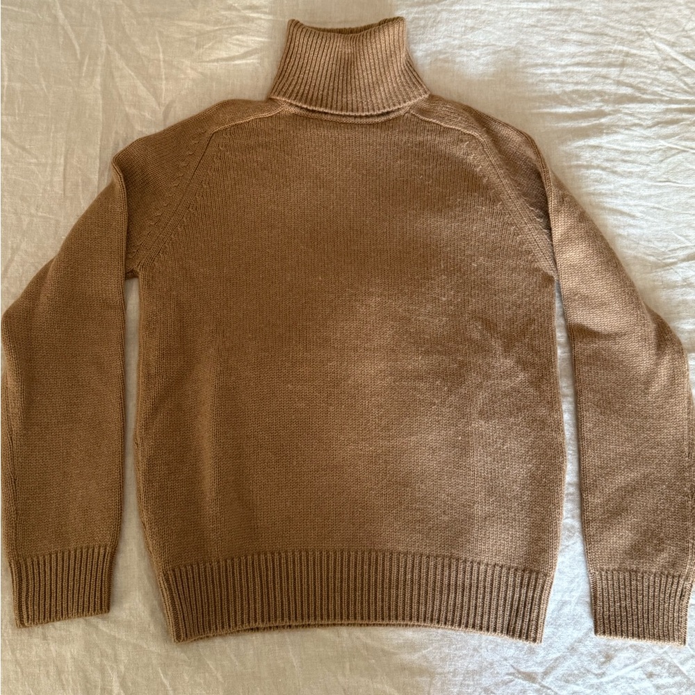 Saint Laurent Camel Cashmere Turtleneck Sweater